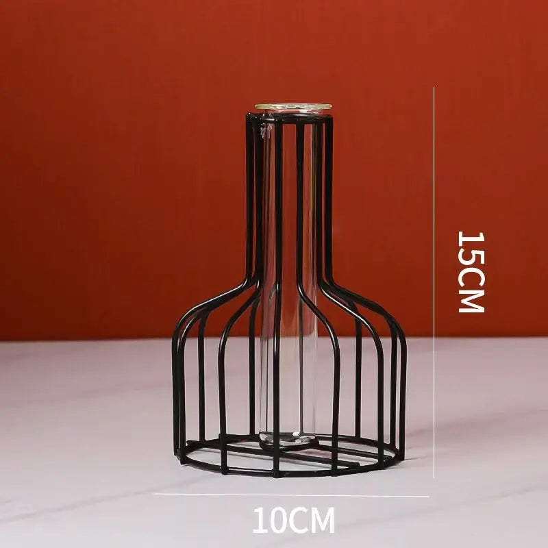 Gold Iron Glass Vase Set - Black