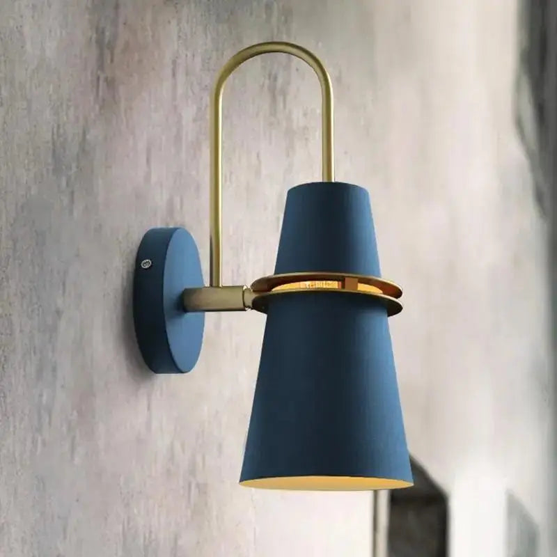 Blue Brass Conical Sconce - Blue