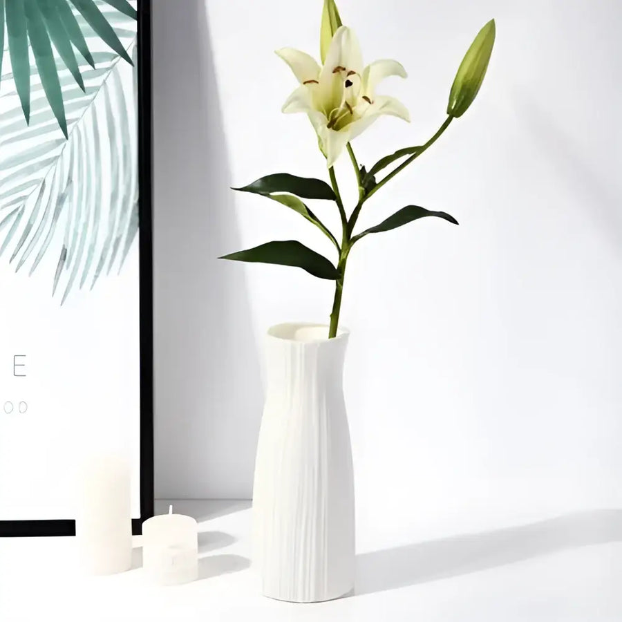 White Nordic Plastic Vase - white-A-S