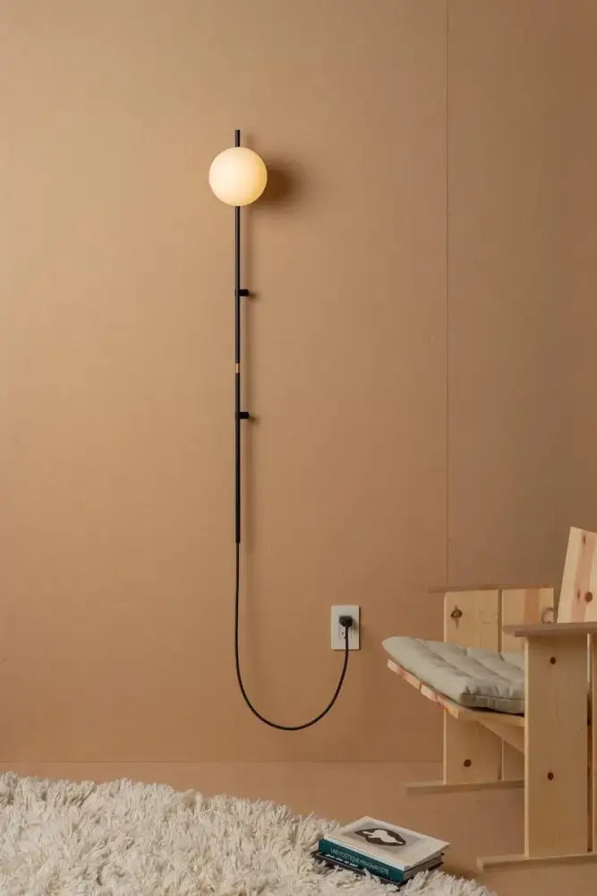 White Globe Wall Sconce - Black / US