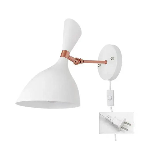 White and copper articulated wall sconce bedroom easy installation - White (US Plug)