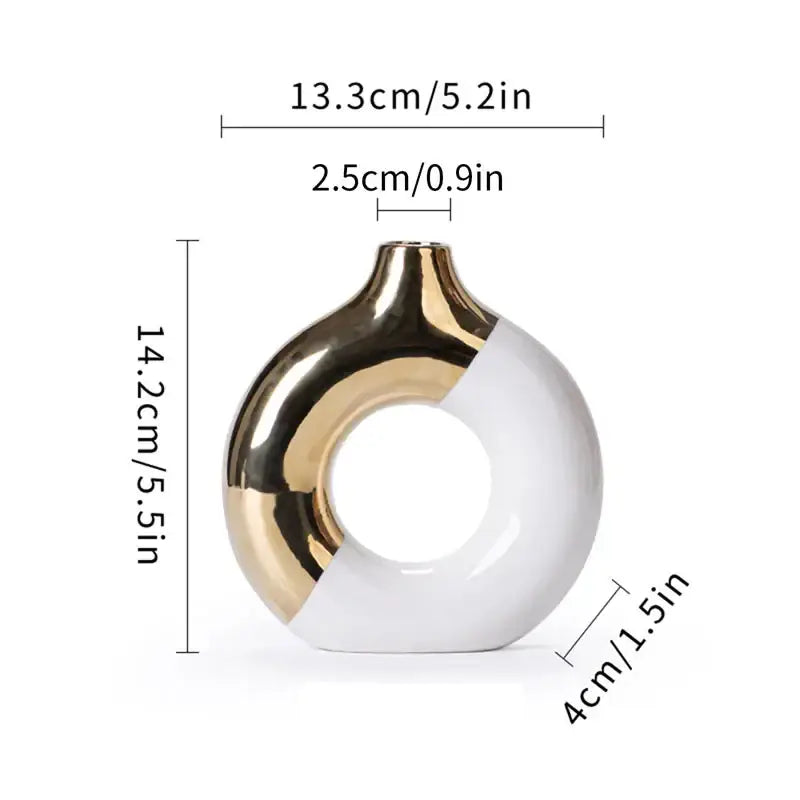 Black Gold Circle Vase - A