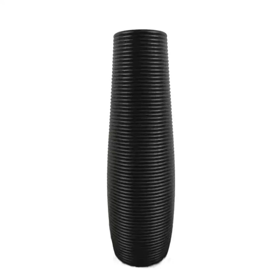 Multicolor Ribbed Plastic Vase - black-2