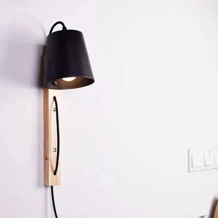Black Wood Plug Sconce