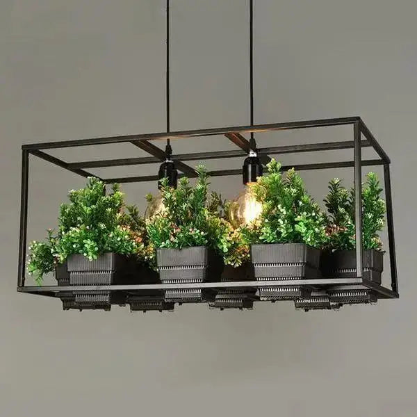 Black Metal Planter Chandelier - Black