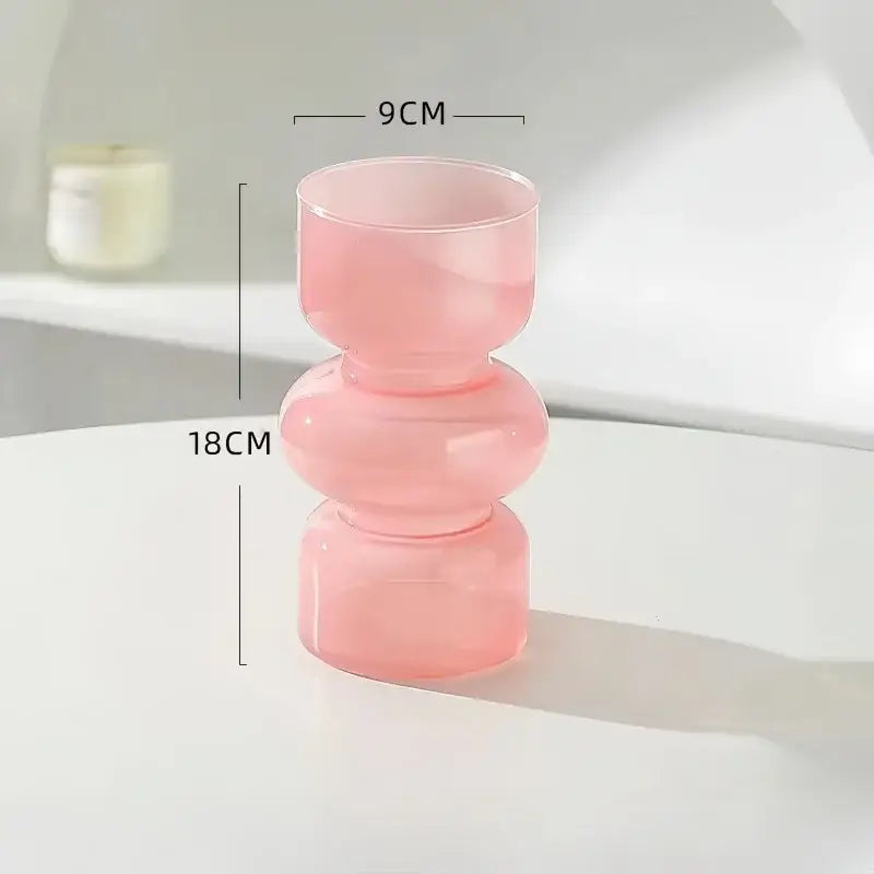 Red Blue Glass Vase - light pink