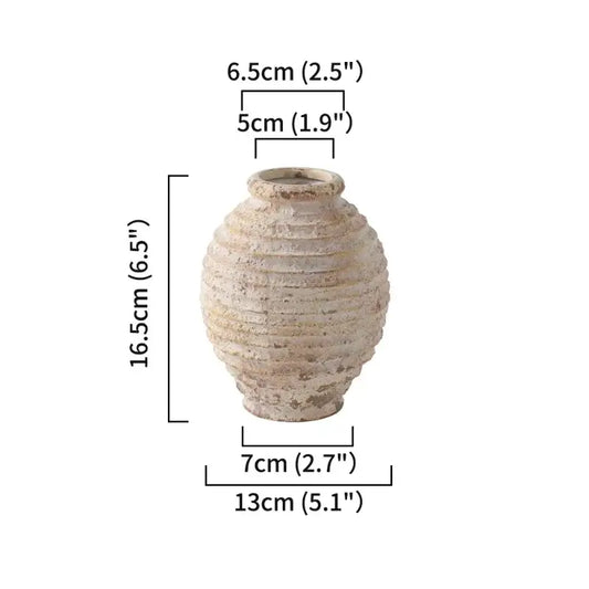 White Clay Textured Vase - Small Size