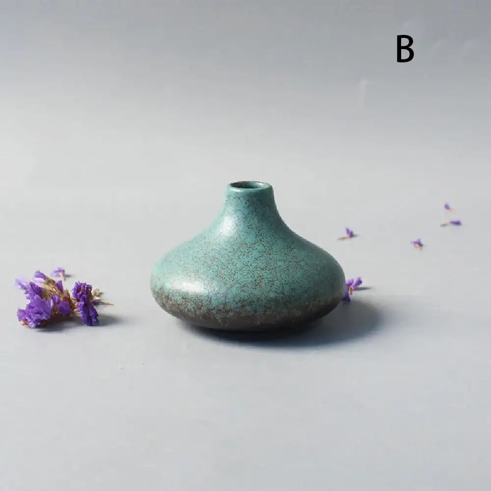 Black Ceramic Japanese Vase - 02-B