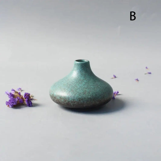Black Ceramic Japanese Vase - 02-B