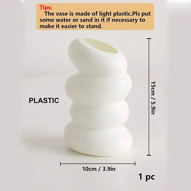White Spiral Ceramic Vase - White-1