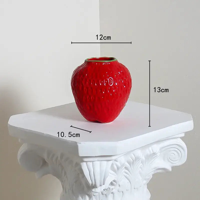Red Strawberry Ceramic Vase - Red S