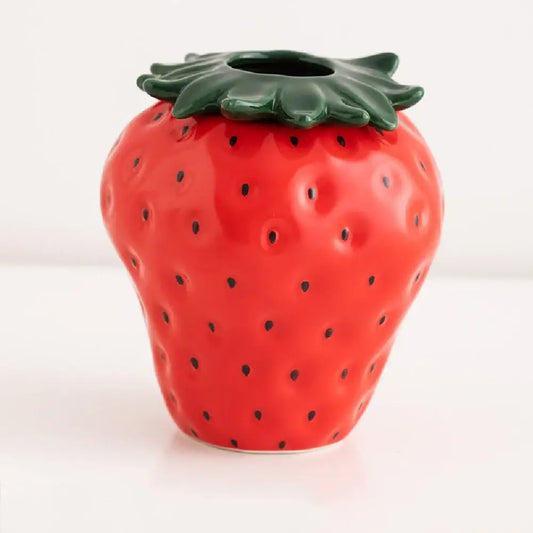 Red Ceramic Strawberry Vase - red