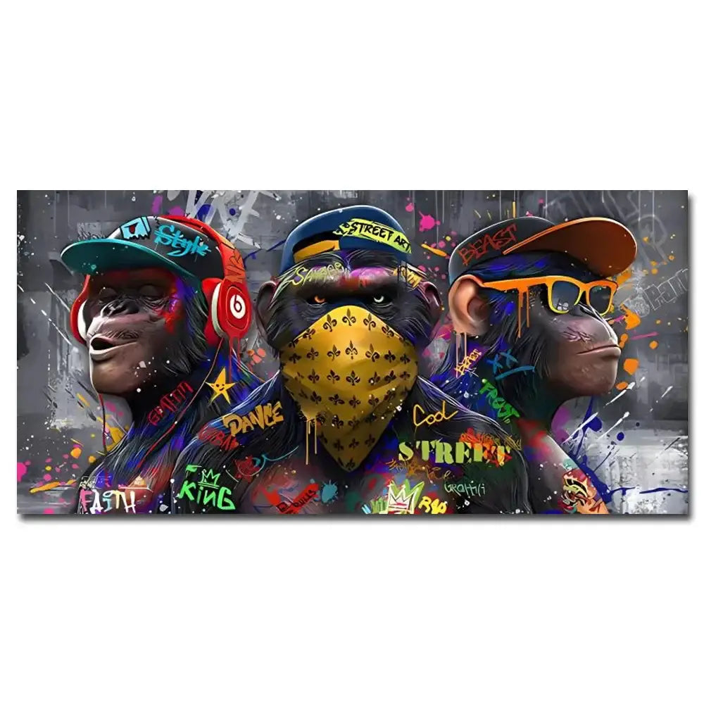Graffiti Orangutans Wall Poster - As shown / 20x40cm Unframed