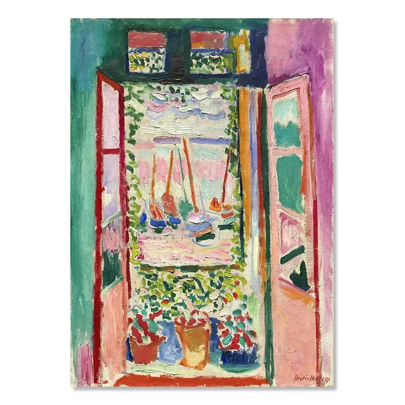 Vintage colorful abstract landscape wall art set living room prints - 02 / 21x30cm No Framed