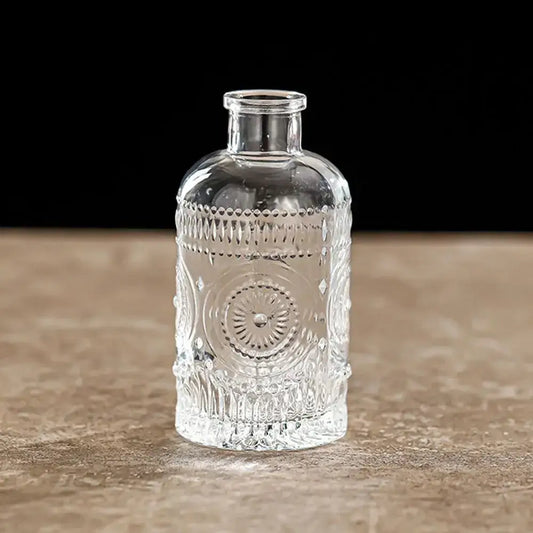 Vintage relief clear crystal glass vase living room hydroponic decanter - 10