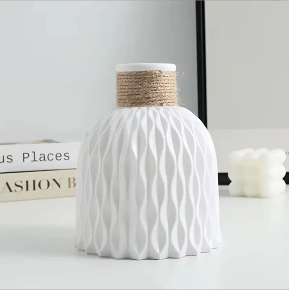 Gray Ripple Plastic Vase - 1PC  White