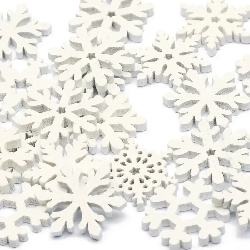 White Wooden Snowflake Vase - White / 35mm