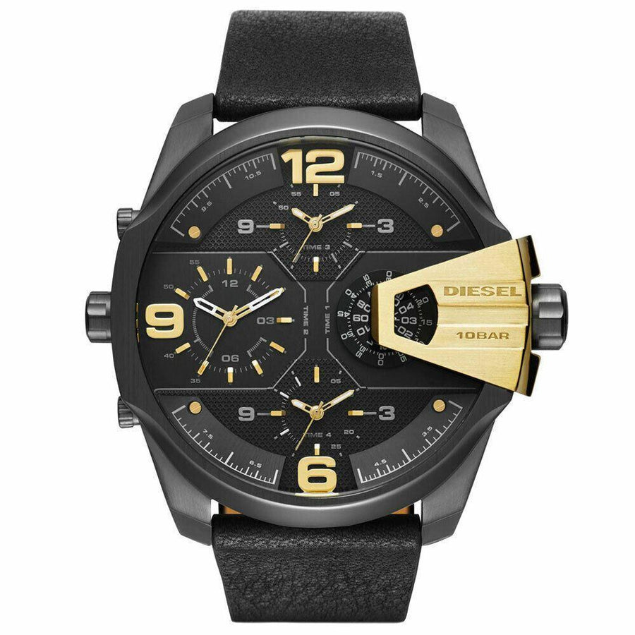 DIESEL DZ7377 Uber Chief Black Dial Black Leather Men's Watch