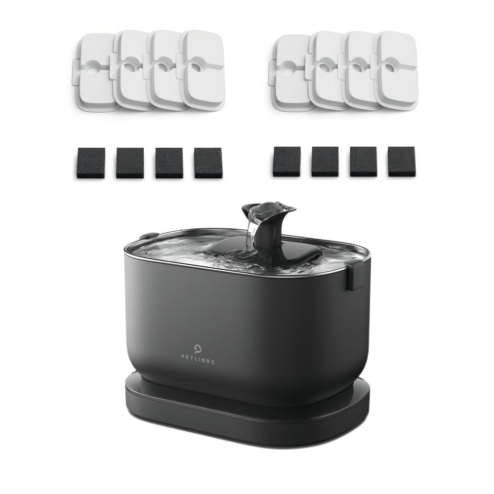 Petlibro Dockstream Battery-Operated Water Fountain, Black / Dockstream & 8 Filters, wireless cat fountain