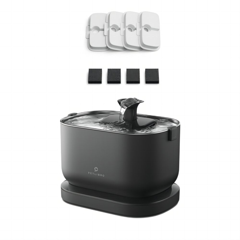 Petlibro Dockstream Battery-Operated Water Fountain, Black / Dockstream & 4 Filters, wireless cat fountain