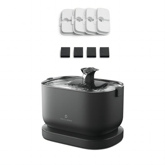 Petlibro Dockstream Battery-Operated Water Fountain, Black / Dockstream & 4 Filters, wireless cat fountain