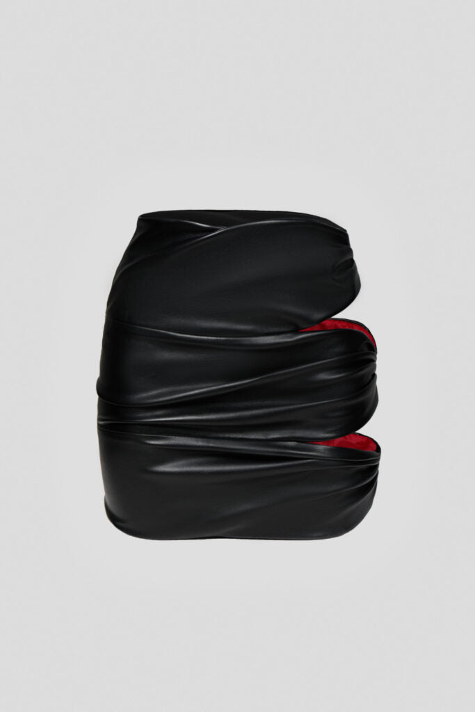 Drapped black mini skirt