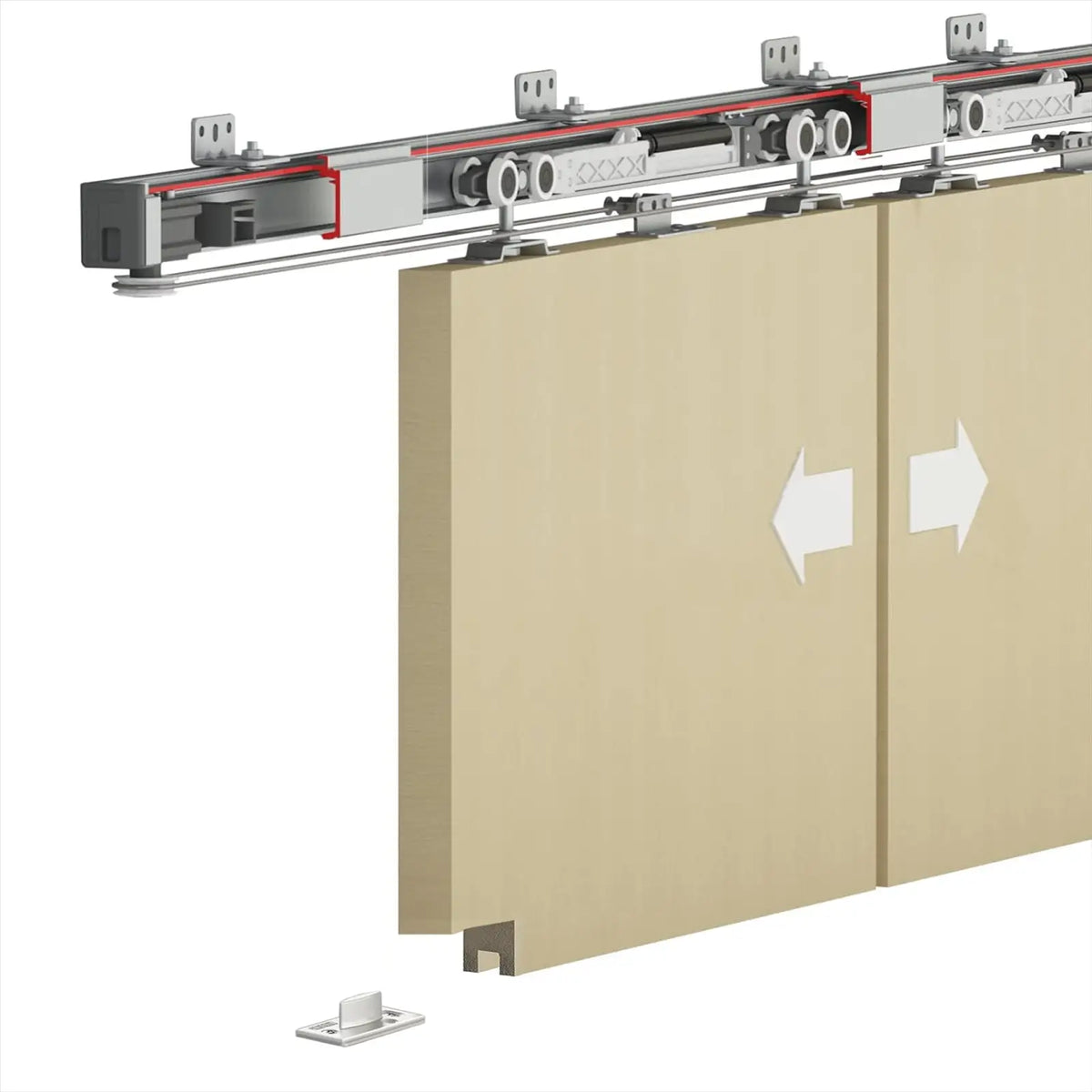 DS-Slide Double Synchro Sliding Door Kit - 2400mm Track - One Way Soft Close