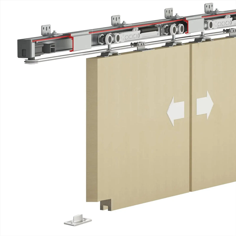 DS-Slide Double Synchro Sliding Door Kit - 2400mm Track - One Way Soft Close