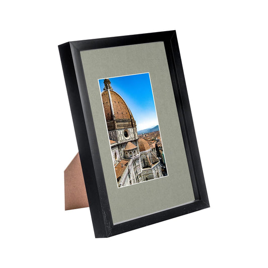 Black A4 (8" x 12") 3D Shadow Box Frame with A5 Mount - Grey Mount