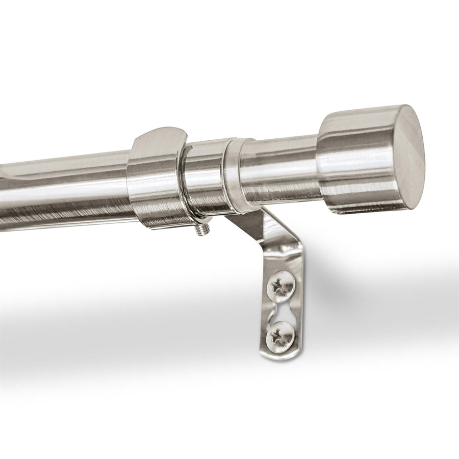 Extendable Brushed Nickel Metal Curtain Pole Kit from 77cm to 250cm