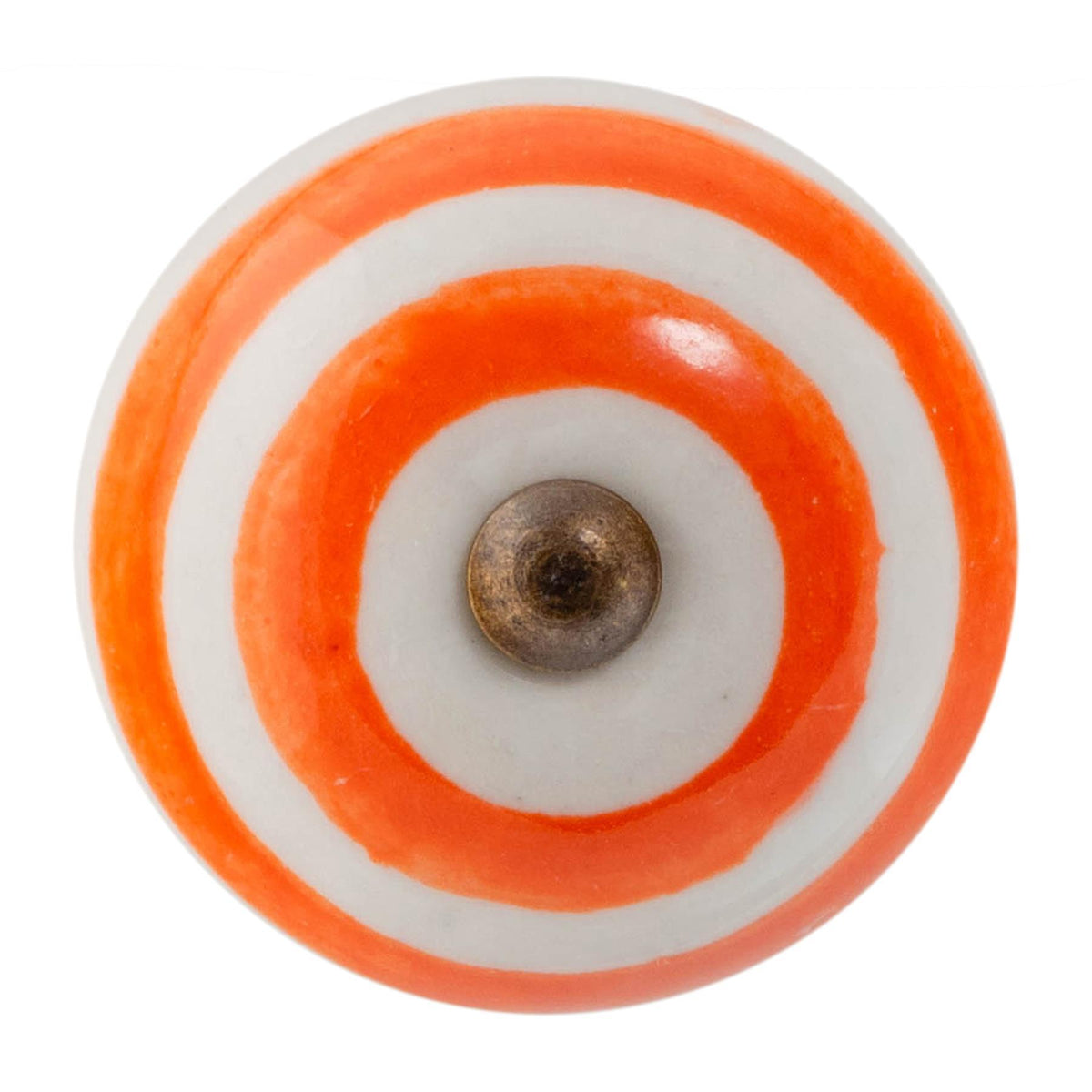 Round Stripe Ceramic Cabinet Knob - Orange