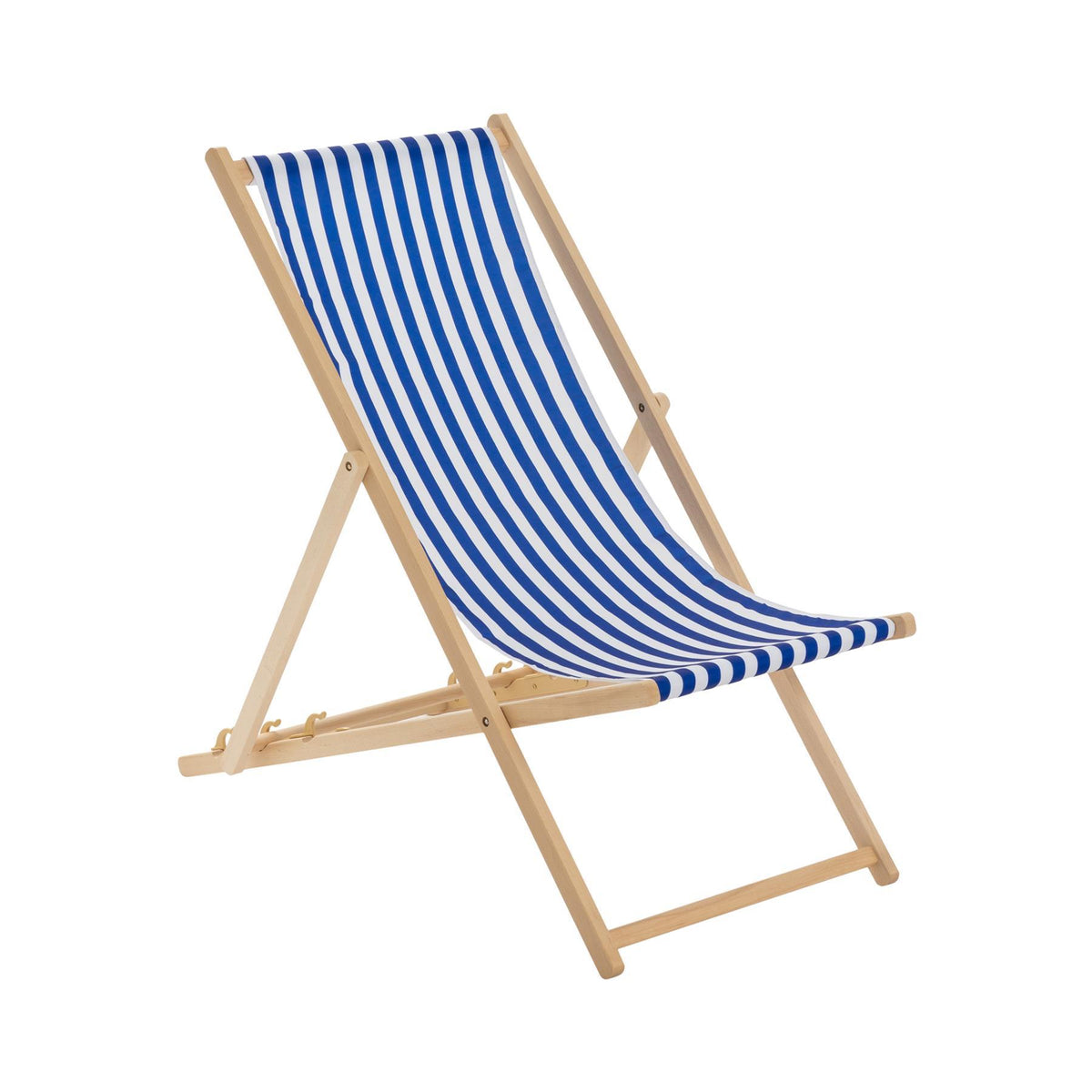 Blue Stripe Folding Wooden Deck Chair