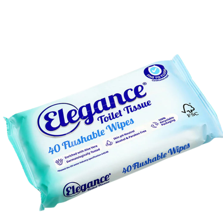 Elegance Toilet Tissue Flushable Wipes - 40 pcs