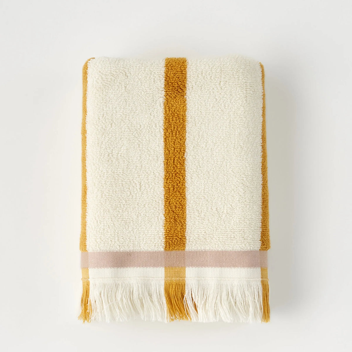 Ella Striped Cotton Hand Towel - Mustard