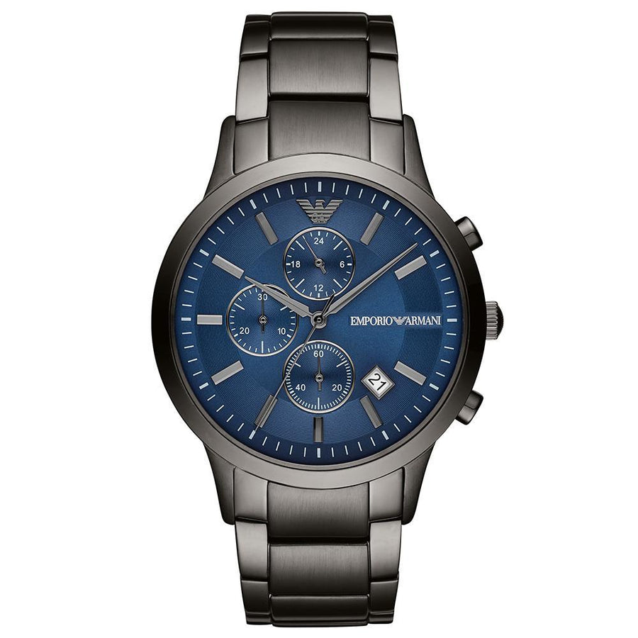 Emporio Armani AR11215 Chronograph Blue Dial Gunmetal Strap Men's Watch