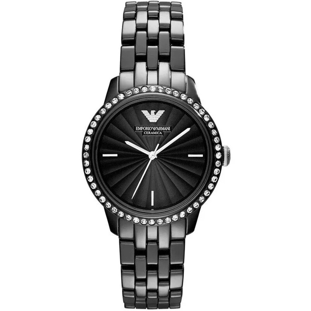 Emporio Armani AR1478 Ladies Ceramica Black Crystal Watch