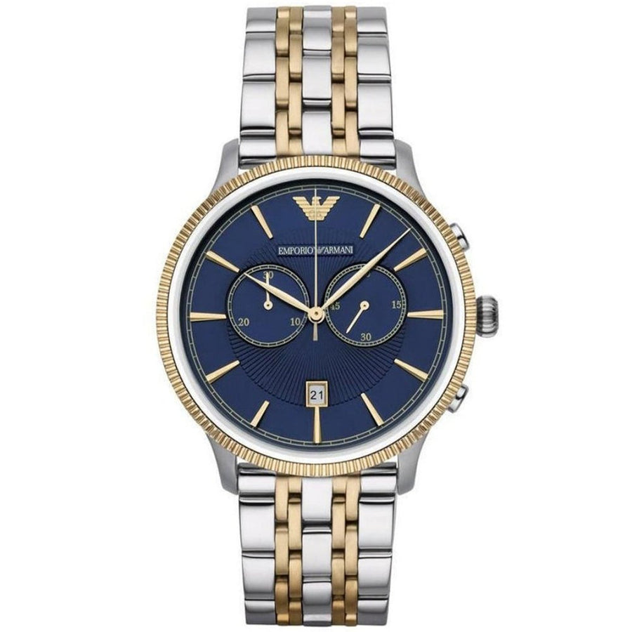Emporio Armani AR1847 Men's Watch Chronograph Two Tone Blue