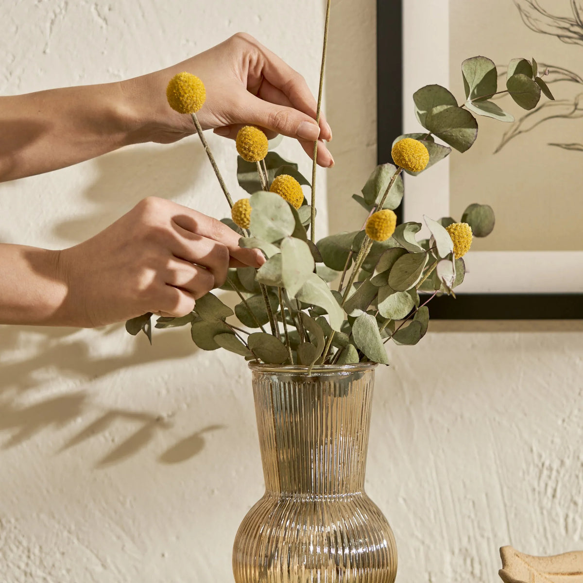 Eva Textured Amber Glass Vase