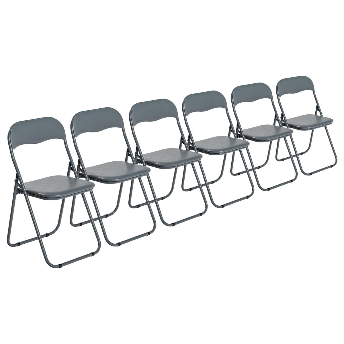 Grey Wave Grey Framed Padded Folding Chair - Pack of Six