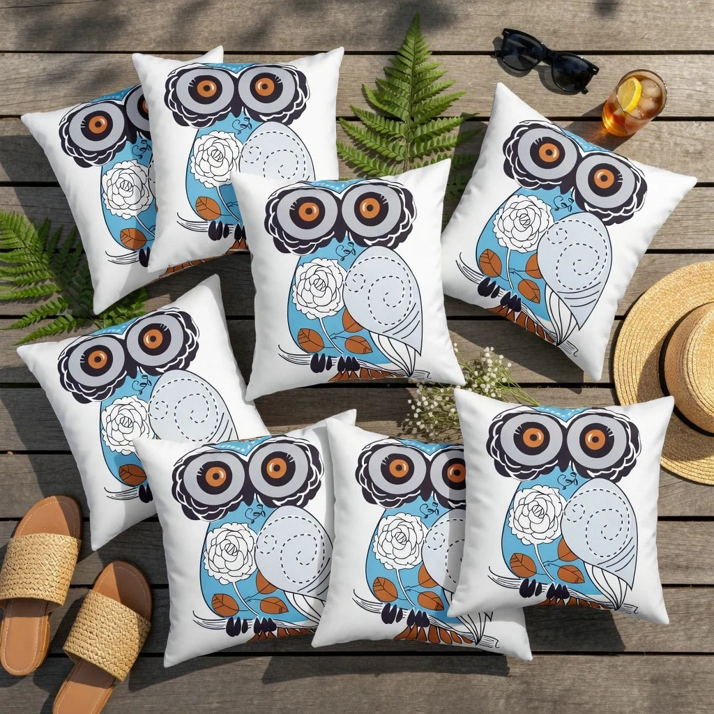 Water-Resistant Floral Scatter Cushions Outdoor Garden & Patio Furniture Pillows - Owl / 8 Packs