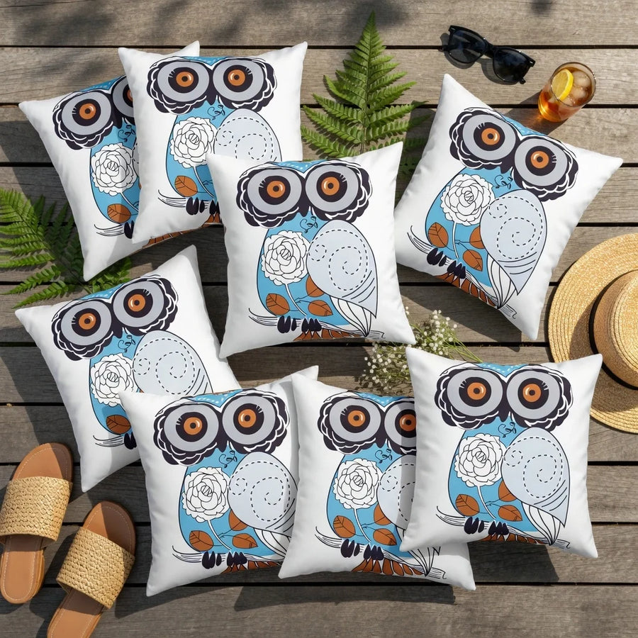 Water-Resistant Floral Scatter Cushions Outdoor Garden & Patio Furniture Pillows - Owl / 8 Packs