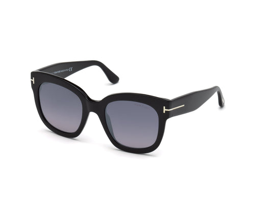 TOM FORD FT0613 BEATRIX-02 01C Woman Sunglasses Acetate Black Grey Geometric Normal Mirror