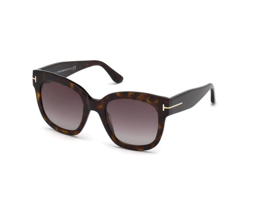 TOM FORD FT0613 BEATRIX-02 52T Woman Sunglasses Acetate Dark havana Bordeaux Geometric Normal Shaded