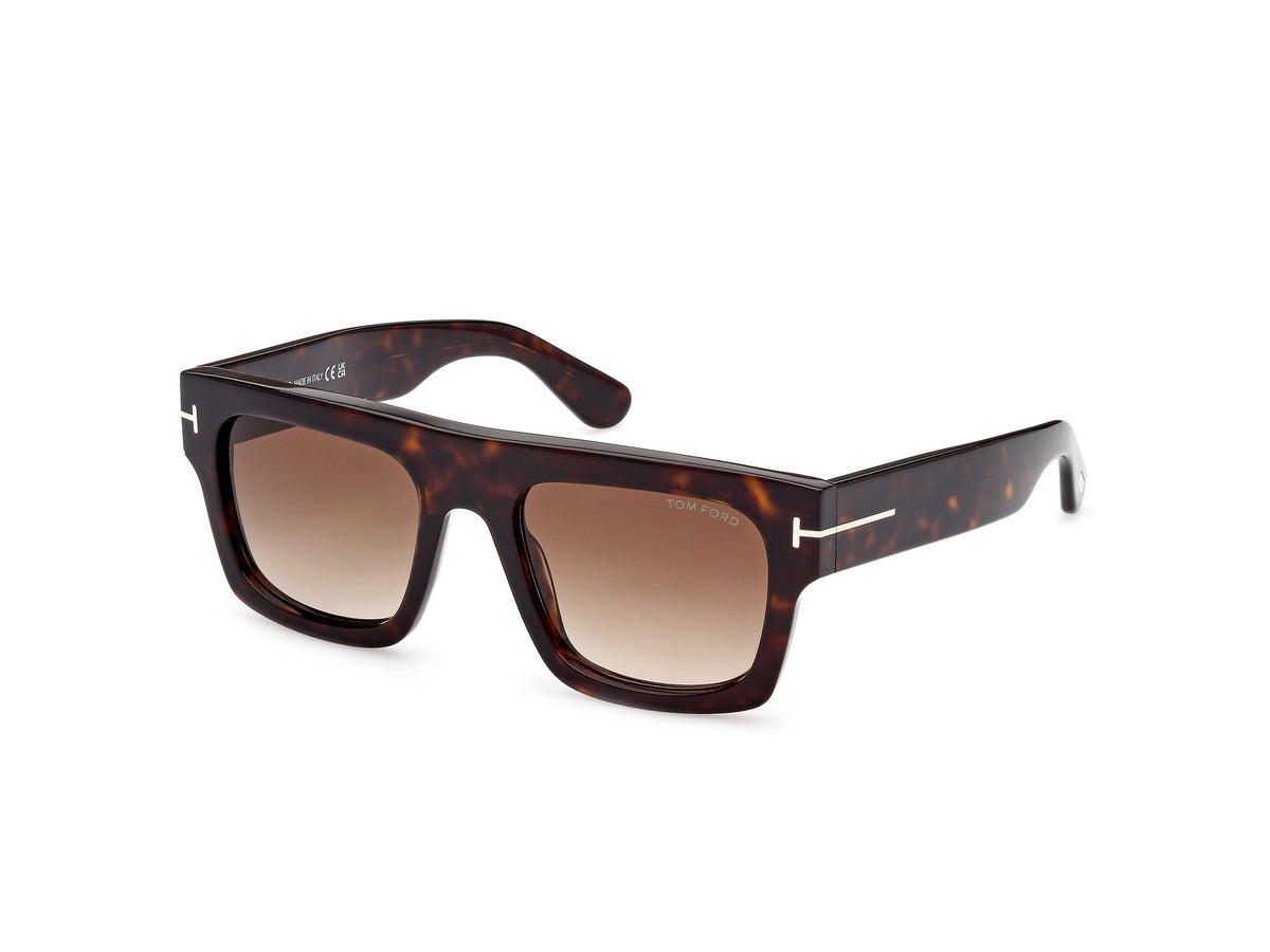 TOM FORD FT0711 FAUSTO 52F Man Sunglasses Acetate Havana Brown Squared Normal Shaded
