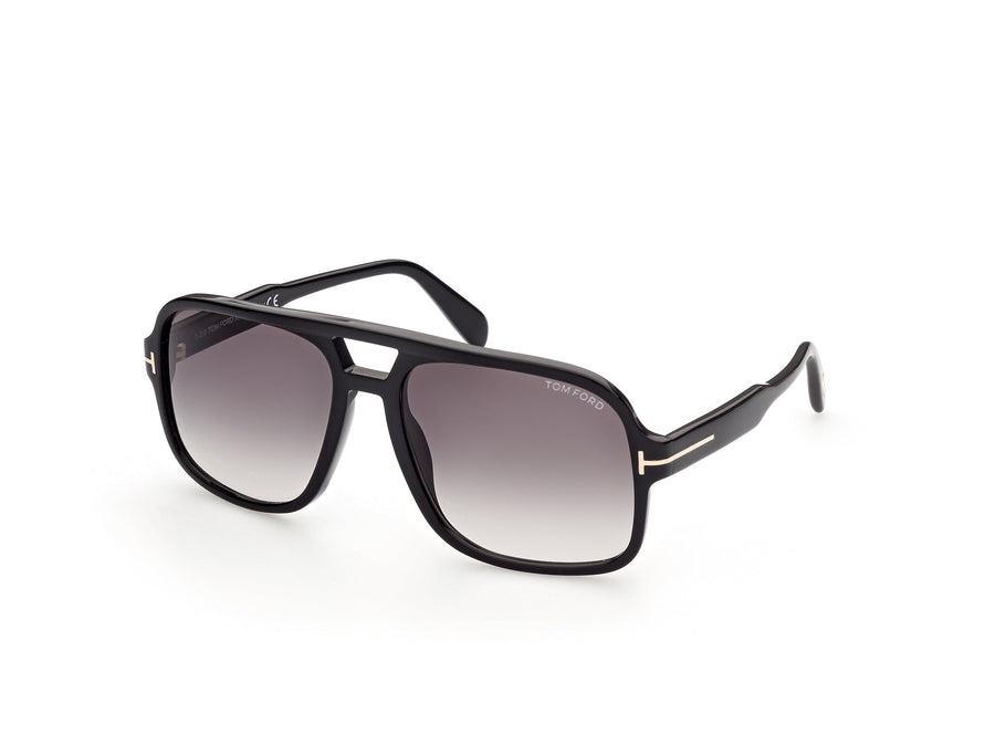 TOM FORD FT0884 FALCONER-02 01B Man Sunglasses Acetate Black Grey Squared Normal Shaded