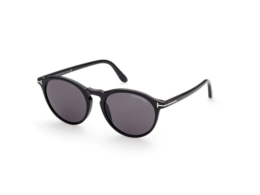 TOM FORD FT0904 AURELE 01A Man Sunglasses Acetate Black Smoke Round Normal