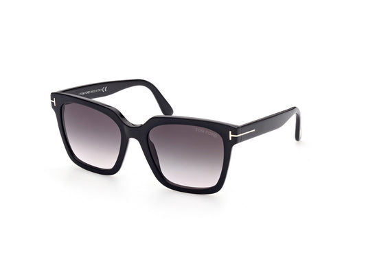 TOM FORD FT0952 SELBY 01B Woman Sunglasses Acetate Black Grey Squared Normal Shaded