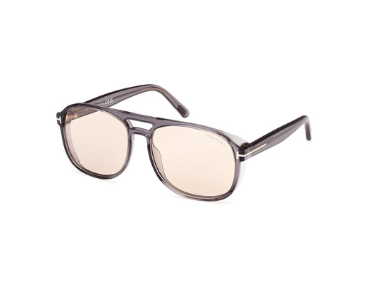 TOM FORD FT1022 ROSCO 20E Man Sunglasses Acetate Grey Brown Squared Photochromatic