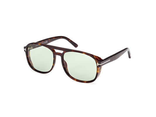 TOM FORD FT1022 ROSCO 52N Man Sunglasses Acetate Dark havana Green Squared Normal