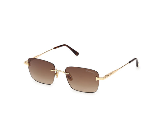 TOM FORD FT1354 JAKE-02 30F Unisex Sunglasses Metal Gold Brown Squared Normal